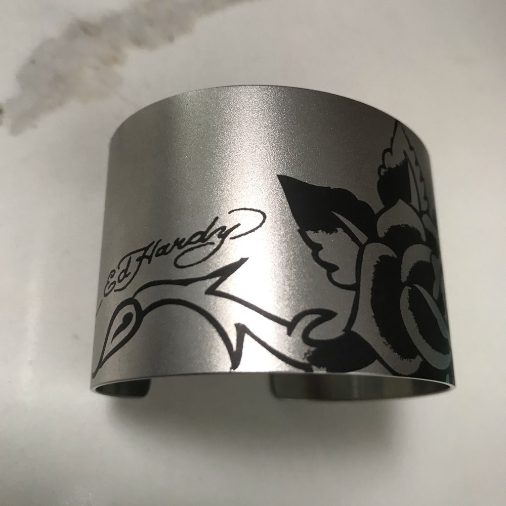 Ed Hardy Tattooed Steel Cuff Bracelet